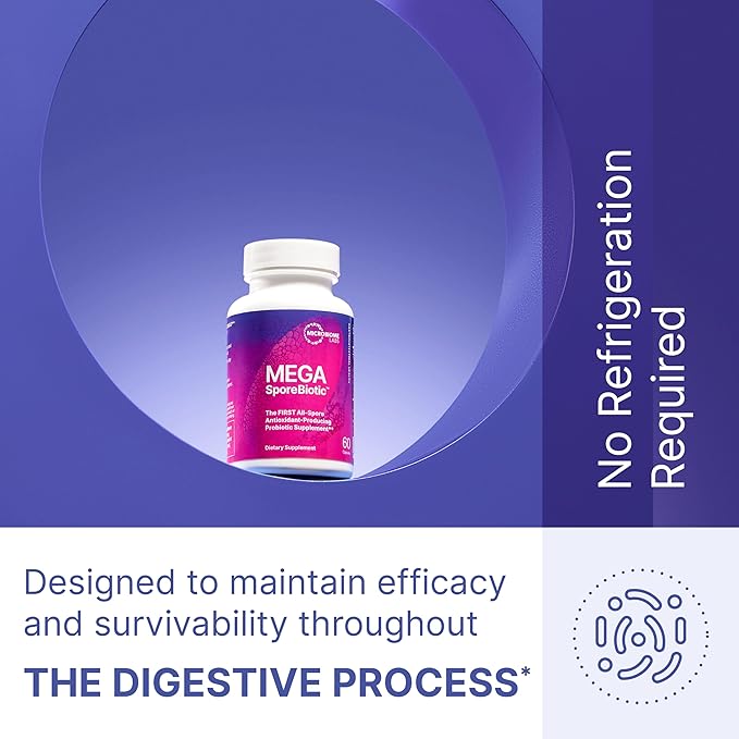 Microbiome Labs MegaSporeBiotic Probiotics for Women & Men - Spore-Based Probiotic for Gut Health & Digestive Support - Shelf-Stable, Travel-Friendly, Mens & Womens Probiotics (180 Capsules)