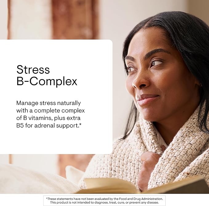 THORNE - Stress B-Complex - Vitamins B2, B6, B12 & Folate in Highly-Absorbable and Active Forms - Extra Vitamin B5 for Adrenal Support, Stress Management & Immune Function* - 60 Servings