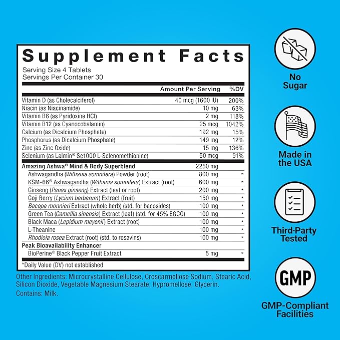 Force Factor Amazing Ashwa, KSM-66 Ashwagandha Supplement for Stress Relief, Focus, Memory, Immune Support, With Vitamins, Minerals & Antioxidants, Cortisol Supplements for Women, 240 Tablets (2-Pack)
