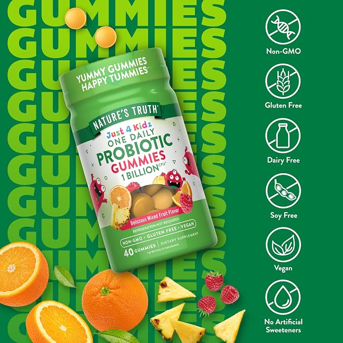 Nature's Truth Kids Probiotic Gummies | 40 Count | Mixed Fruit Flavor | Vegan, Non-GMO & Gluten Free Supplement