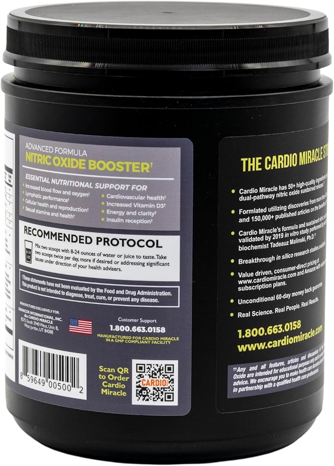 Cardio Miracle Nitric Oxide Supplement 90 Servings - Beet Root Powder with L-Arginine to Support Circulation, Blood Flow, Energy, Endurance, Stamina & Heart Health for Men and Women
