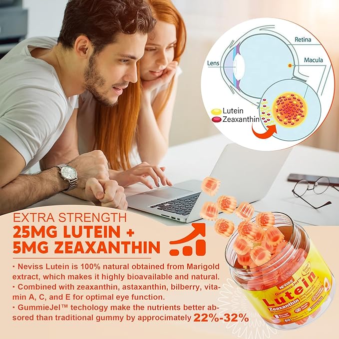 NEVISS Sugar Free Lutein Gummies 60 Counts + Vitamin D3 Gummies 60 Counts