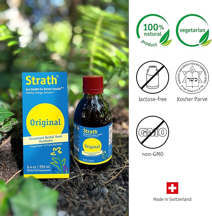 Strath Fermented Herbal Yeast Postbiotic - (8.4 Fl oz) Daily Nutritional Food Supplement Liquid | Supports Metabolism | Vegetarian | Lactose-Free | No Artificial Additives