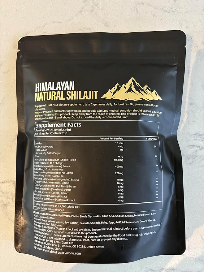 VivoNu Shilajit* Gummies,Pure Himalayan* micronutrient Supplement, Himalayan Premium Ingredient with Shilajit, Ashwagandha, Gokshura, Fulvic Acid & 85+ Trace Minerals I for Men & Women (4000MG/2 Bag)