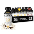 Oikos Protein Shake, Exclusive Variety Pack, 30g High Protein Drinks, Shelf Stable, Ready to Drink, 5g Prebiotic Fiber, 12 fl oz Bottle (8 ct Vanilla, 4 ct Chocolate