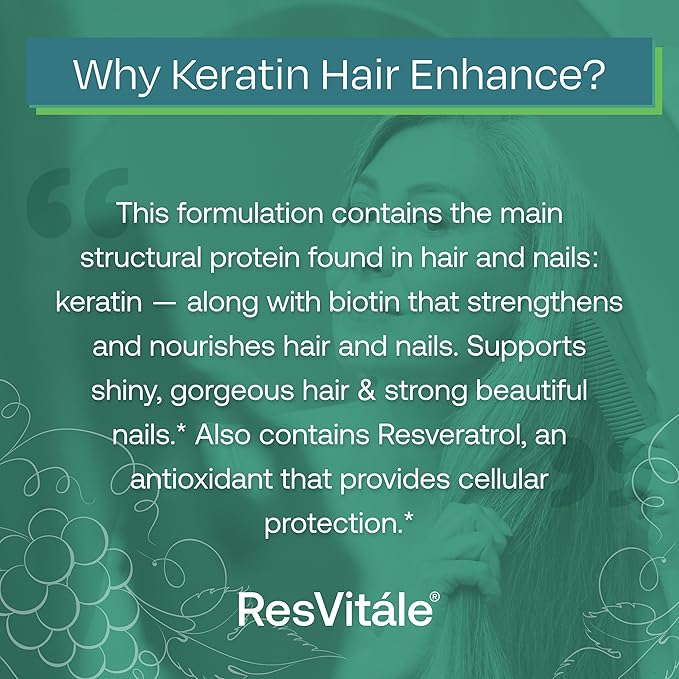 ResVitále Keratin Hair Enhance - Keratin Supplement for Hair Growth - 60 Capsules