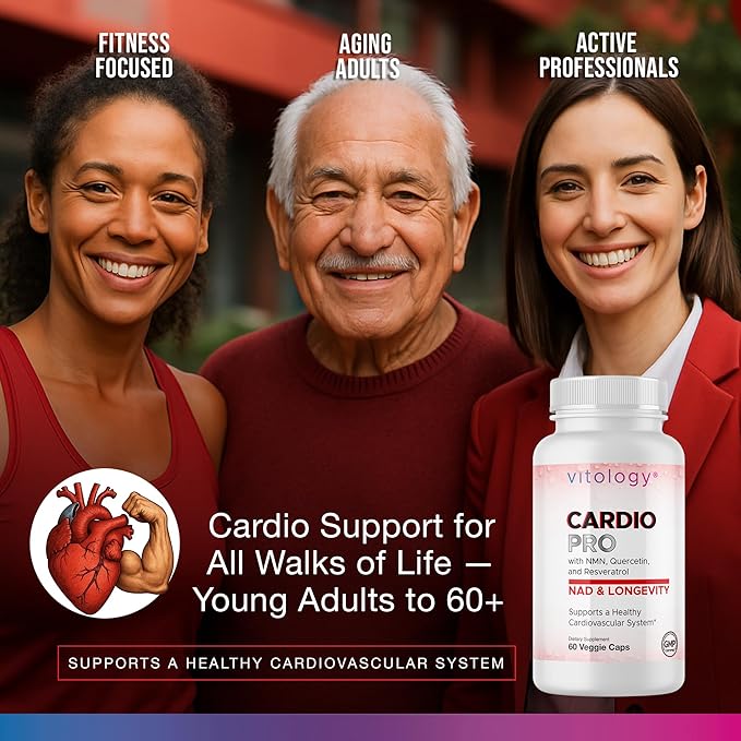 N.A.D.+ Longevity – Cardiovascular Support Supplement with NMN, NR, Resveratrol, Fisetin, Quercetin, TMG & Apigenin – Promote Healthy Heart Function & N.A.D.+ Levels – 60 Veggie Capsules