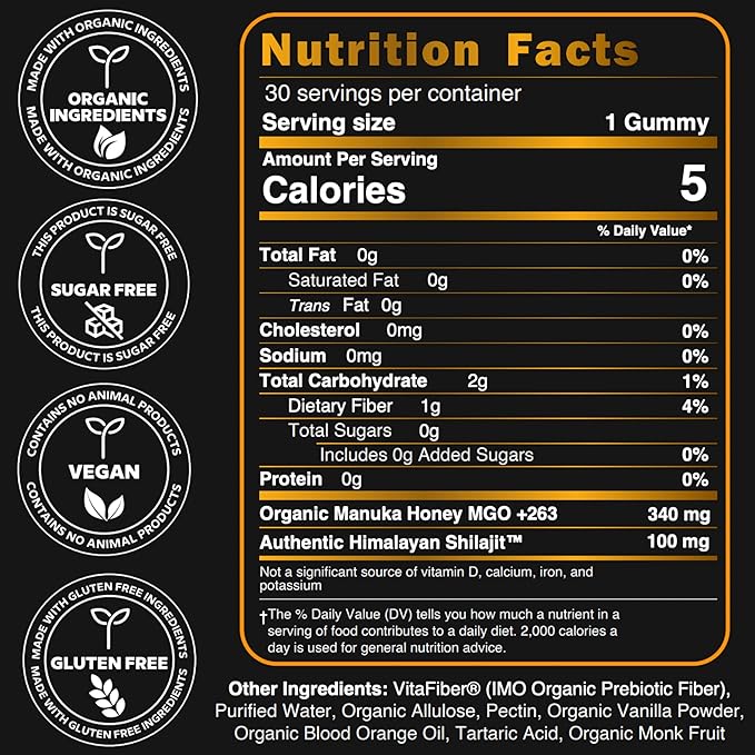 Organic SHILAJIT Gummies by NutroTonic | Shilajit for Men & Women | Cane Sugar Free Sweetened by Organic Manuka Honey | Clean Formula | Natural Fulvic & Humic Acid | 30 Healthy Gummies (3)