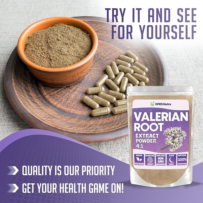 XPRS Nutra Valerian Root Extract Powder 4:1 - Premium Valerian Root Powder for Cognition - Vegan Friendly Herbal Sleep Assist (8 Ounce)