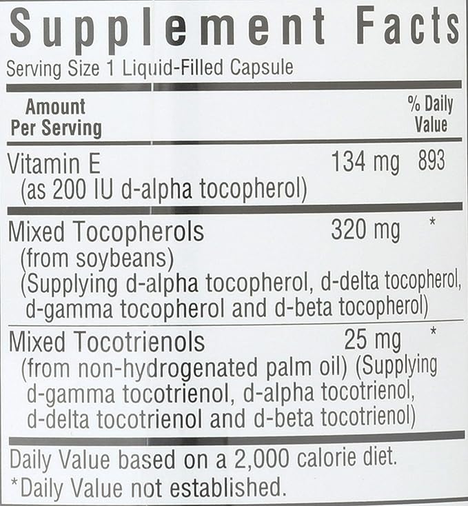 Bluebonnet Full Spectrum Natural Vitamin E Complex Liquid Capsules, 30 Count (743715006003)