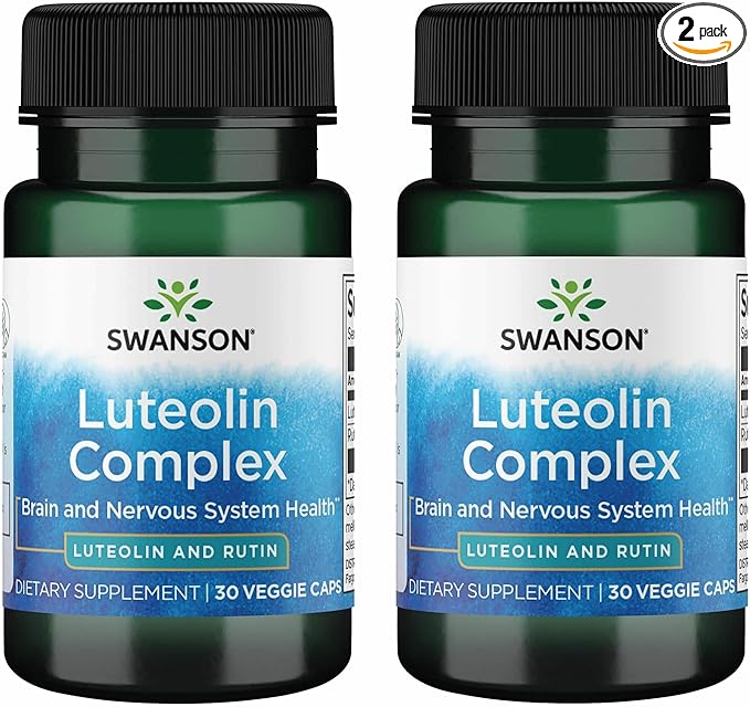 Swanson Luteolin Complex w/Rutin - Brain Support Supplement Promoting Memory, Mood & Cognitive Health - Natural Formula to Help Maintain Nervous System - (30 Veggie Capsules) 2 Pack