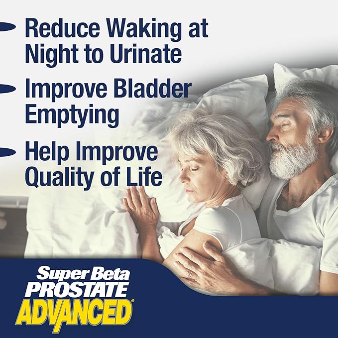 SUPER BETA PROSTATE Advanced – Promote Sleep, Support Bladder Emptying. Prostate Support Supplement for Men's Health with Beta Sitosterol, not Saw Palmetto. (120 Caplets, 2-Pack)