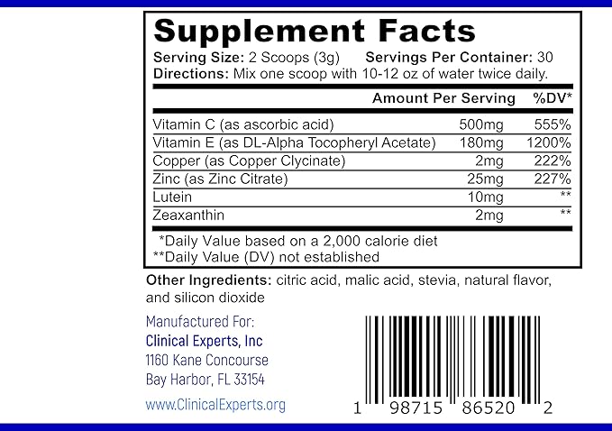 Navan AREDS 2 Powder - for Those Who Can't Consume Tablets or Softgels - Eye Vitamins & Minerals Antioxidant Supplement by Clinical Experts - Lutein, Zeaxanthin & Zinc - Kosher Style, 30 Servings