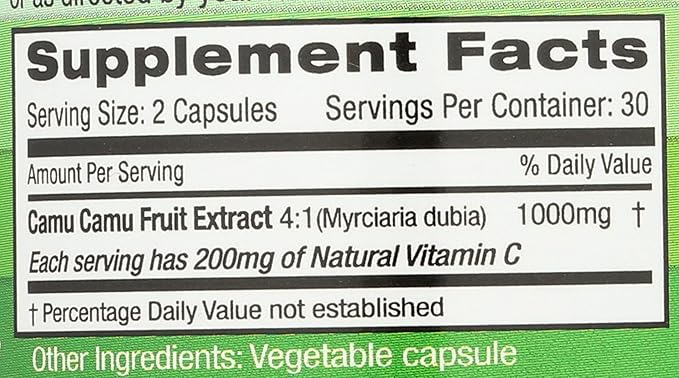 Emerald Labs Camu Camu - Plant-Sourced Vitamin C, Bioflavonoids, Amino Acids & B Vitamins - Gluten-Free, Vegan - 60 Vegetable Capsules (30-Day Supply)