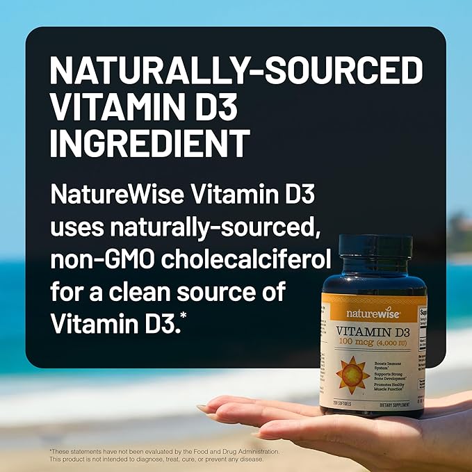 NatureWise Vitamin D3 4000iu (100 mcg) 90-Day Supply for Immune Support, Healthy Muscle Function, and Bone Health - Non-GMO, Gluten Free in Organic Extra Virgin Olive Oil, (Mini Softgel), 90 Count