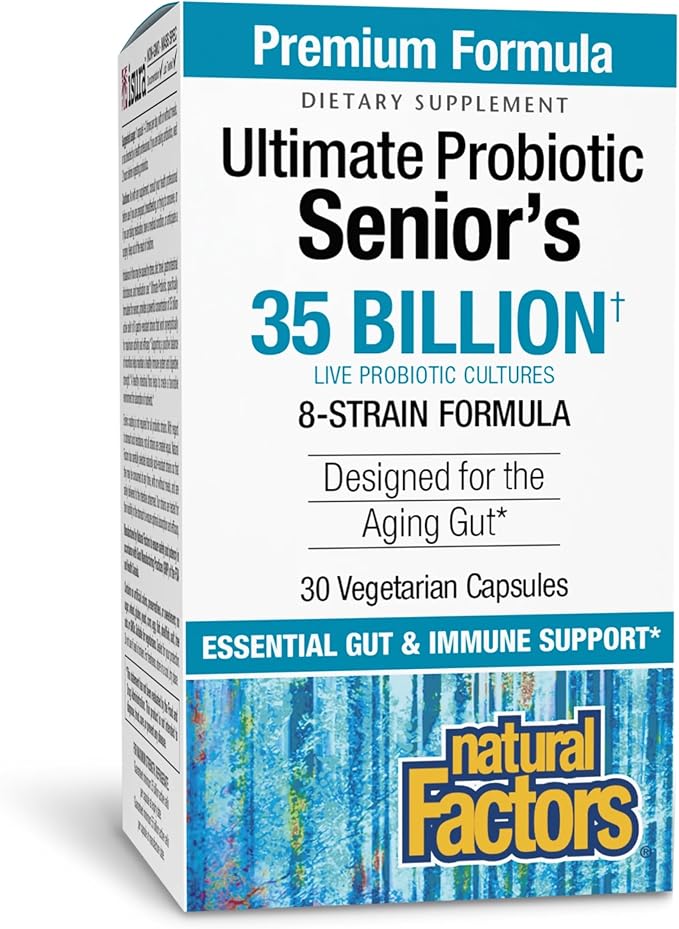 Natural Factors Ultimate Probiotic Senior's - Senior Supplement for Digestive & Immune Health - 35 Billion CFUs - Non-GMO & Gluten-Free - 30 Capsules (30 Servings)