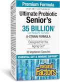 Natural Factors Ultimate Probiotic Senior's - Senior Supplement for Digestive & Immune Health - 35 Billion CFUs - Non-GMO & Gluten-Free - 30 Capsules (30 Servings)