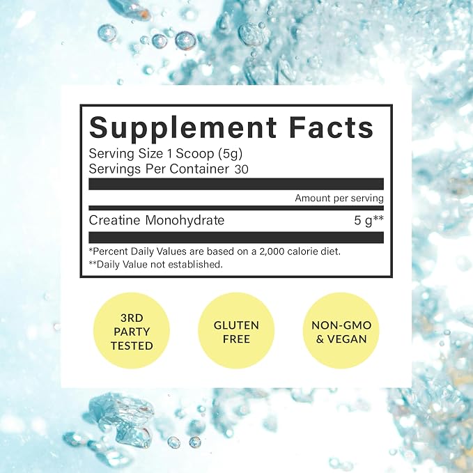 BEAM Creatine Monohydrate Powder – 5g Micronized Creatine Monohydrate, Third Party Tested Creatine for Women & Men, Muscle Strength, Growth, Recovery & Cognitive Support, Unflavored, 30 Servings