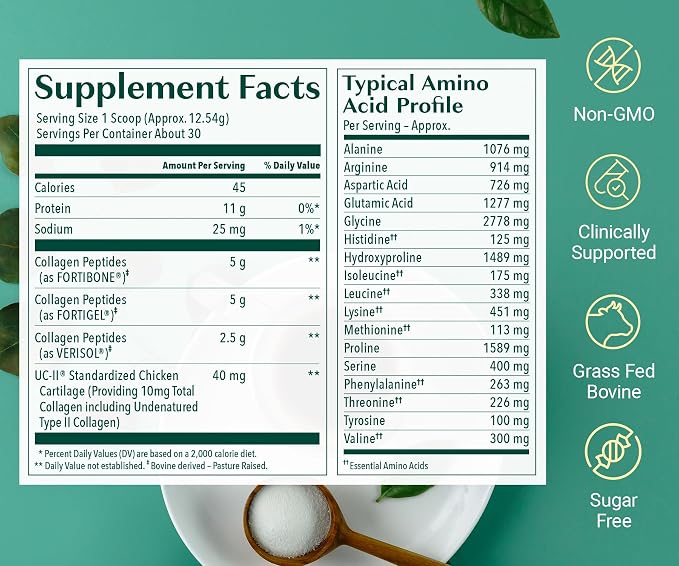 ALGAECAL Collagen Peptides Powder – Multi Collagen Peptides with VERISOL®, FORTIGEL®, UC-II®, FORTIBONE®, Hydrolyzed Collagen for Women & Men, Type 2 Collagen, 30 Servings (3 Packs)
