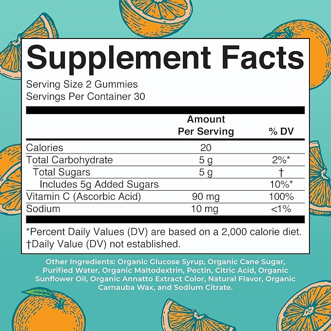 MARYRUTH'S Kids Vitamin C Gummies | Supplement for Immune Support & Overall Health | Vitamin C for Kids Ages 4+ | USDA Organic | Vegan | Non-GMO | 60 Servings