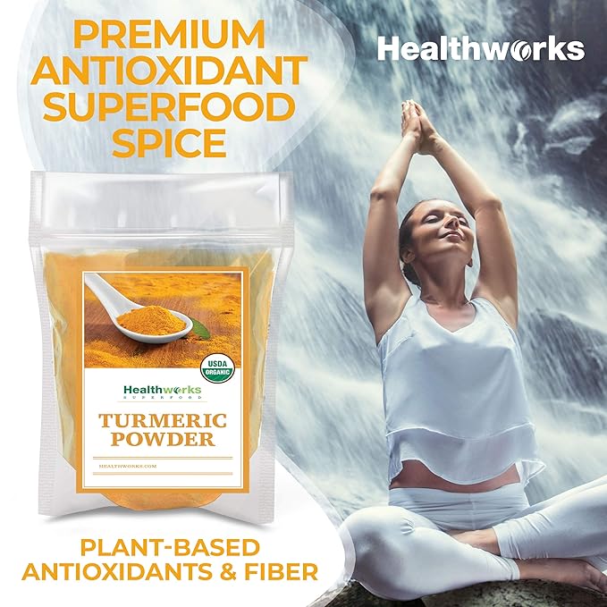 Healthworks Superfoods Organic Turmeric Powder - 8 Oz - Ground Raw Organic, Curcumin, Keto, Paleo, Vegan and Non-GMO