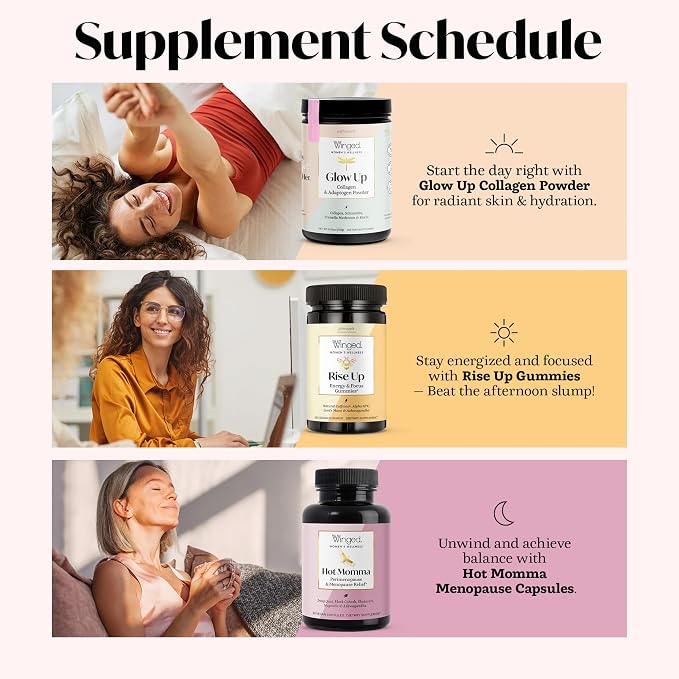 Winged Wellness Hot Momma Menopause Supplements for Women - Hormone-Free Menopause Relief Support for Hot Flashes & Night Sweats with Chaste Tree Berry, Multivitamins & Shatavari - 60 Vegan Capsules
