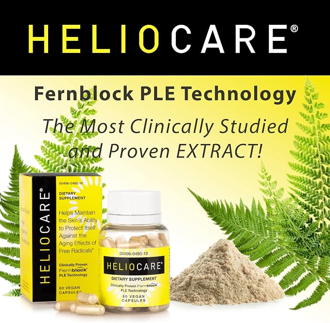 Heliocare Skin Care Dietary Supplement: 240mg Polypodium Leucotomos Extract Pills - Antioxidant Rich Formula with Fernblock and PLE Technology - 60 Veggie Capsules
