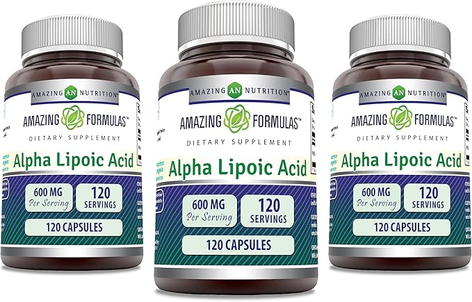 Amazing Formulas Alpha Lipoic Acid | 600 Mg Per Serving Supplement | Capsules | Non-GMO | Gluten Free | Made in USA (120 | 3 Pack)