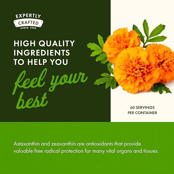 Swanson Astaxanthin & Zeaxanthin Eye Health Supplement for Screen-Heavy Professionals with 4 mg Astaxanthin & 4 mg OmniXan Zeaxanthin (60 Softgels)