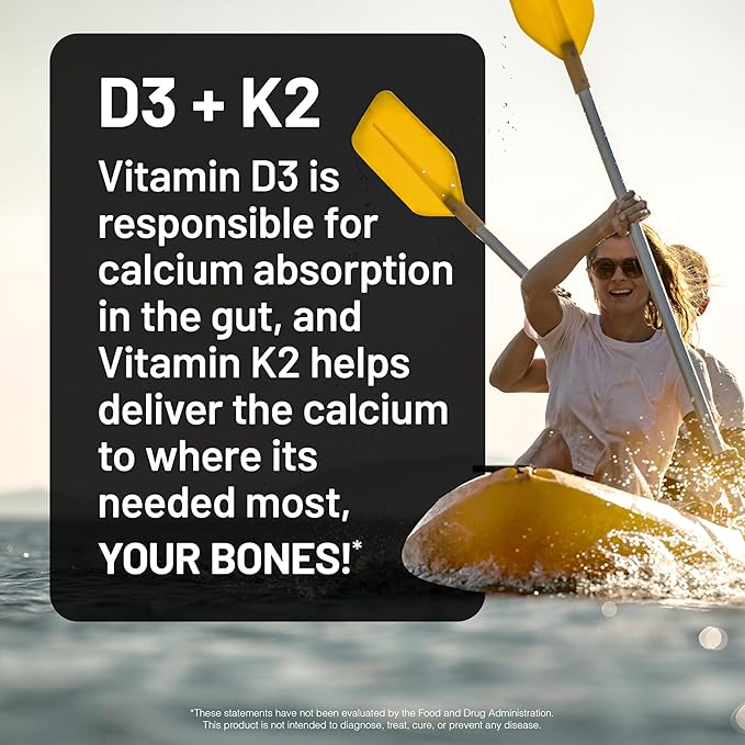 NatureWise Vitamin D3 5000IU + K2 (MK7) 100mcg with Organic Extra Virgin Coconut Oil - Supports Calcium Absorption, Bone & Immune Health - Non-GMO, Soy & Gluten-Free - 30 Softgels[30-Day Supply]