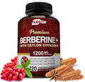 NutriFlair Premium Berberine HCL 1200mg, 120 Capsules - Plus Pure True Ceylon Cinnamon, Berberine HCI Root Supplements Pills - Immune System - Made in USA
