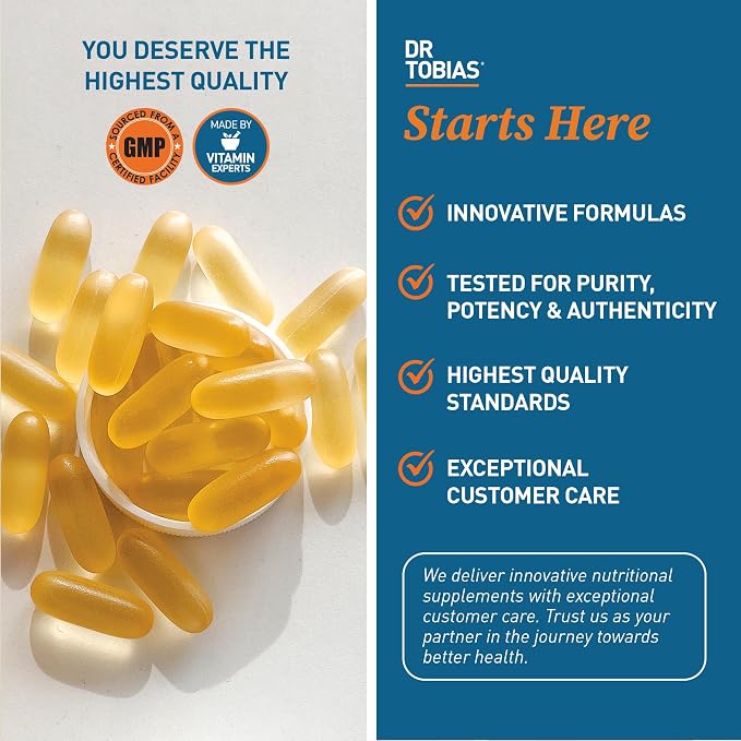 Dr. Tobias Omega 3 Fish Oil 2000mg Triple Strength with 800mg EPA 600mg DHA Per Serving | Fish Oil Omega 3 Supplements for Heart Brain & Immune Support - 60 Softgels (30 Servings)