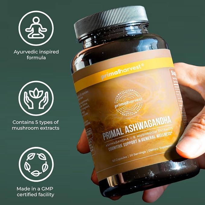 Primal Harvest Ashwagandha – Daily Vegan Supplement, Gluten & Dairy Free