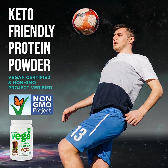 Vega Premium Protein + Supergreens, Chocolate – 20g Vegan Protein, Dairy & Gluten Free, 22.4 oz (19 Servings)