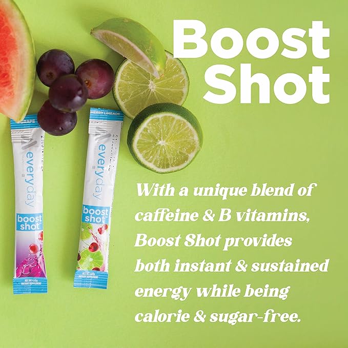TransformHQ Boost Shot Powder Drink Stick Packets, Pina Colada, 7 Pack, Energy Supplements for Women & Men, with Caffeine, Vitamin B12, B9, B6 & B3