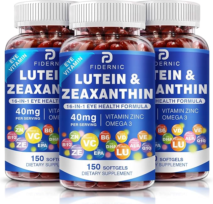Lutein and Zeaxanthin Supplement - AREDS 2 Plus+ Eye Vitamins, 40 mg Lutein & 8 mg Zeaxanthin with Vitamins C, E, Zinc, Omega-3 & CoQ10 for Blue Light Protection, Eye Health Support  - 450 Softgels