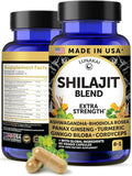 Lunakai USA Made Pure Shilajit Capsules with Ashwagandha, Rhodiola & Cordyceps - Extra Strength Shilajit Extract for Men & Women, 60ct