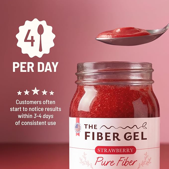 High Dietary Fiber Prebiotic Gel Formula — 100% Natural & Clean Label — Plant-Based Psyllium Husk & Inulin Complex — Keto Friendly, Vegan, No Added Sugar — Strawberry, 16 oz