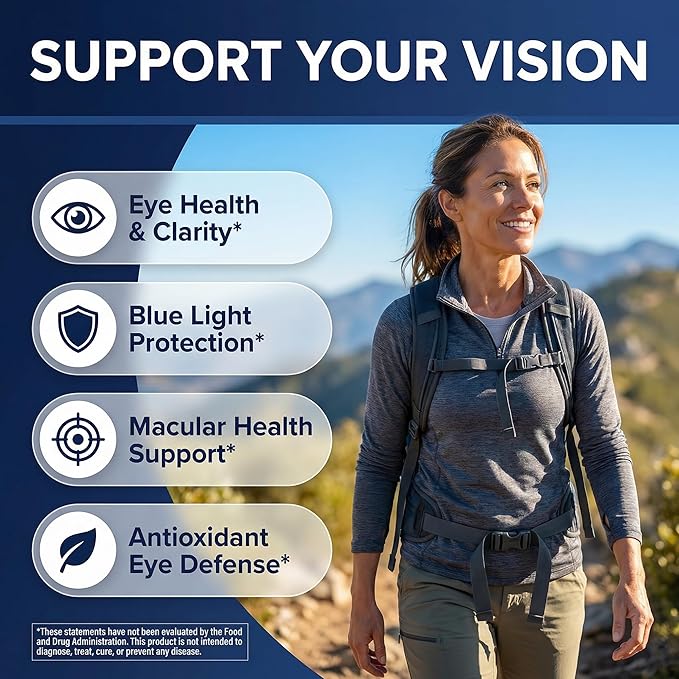 Clean Nutra Lutein and Zeaxanthin Eye Vitamins Gummies + Bilberry for Eyes Vision Support Ginkgo Biloba Marigold, Vitamin B12 Flaxseed Black Pepper CoQ10 Vitamin A l 60 Count B OcuFlow