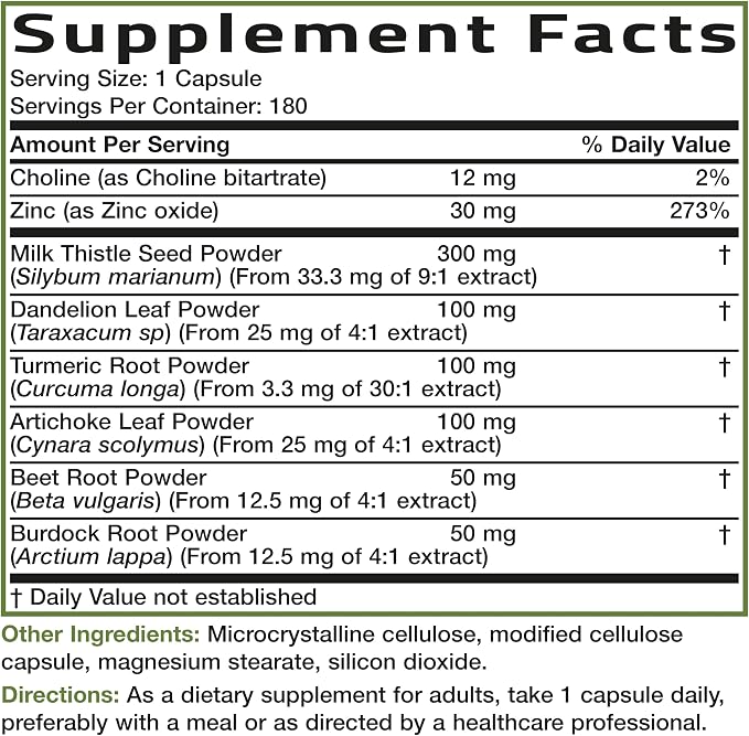Bronson Liver Detox Advanced Detox & Cleansing Formula Supports Health Liver Function with Milk Thistle, Dandelion Extract, Turmeric, Artichoke Leaf & More, Non-GMO, 180 Vegetarian Capsules
