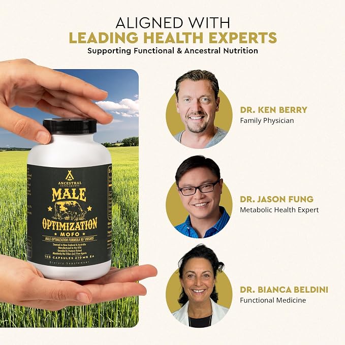 Ancestral Supplements Mofo, Supplements for Men, Support for Energy Levels and Overall Men's Health and Wellness, Non-GMO Grass Fed Beef Organ Supplement with Liver, No Fillers, 180 Capsules