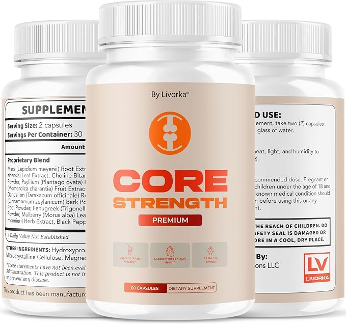 (2 Pack) Core Strength - Official Core Strength Premium Capsules All Natural Ingredients Advanced Formula Daily Pills Overall Health & Wellness Support Vitamin Reviews, 120 Capsules for 2 Months