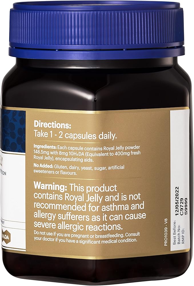 Manuka Health Royal Jelly Capsules, 1000mg NET - 365 Count (6-Month Supply) - Traditional Anti Aging Supplement from New Zealand
