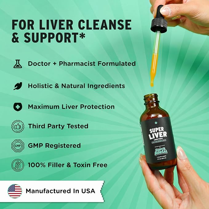SUPERBONSAI Super Liver Support with Milk Thistle - All Natural Liver Cleanse Detox & Repair Aid - Doctor-Formulated Liver Supplement - Liquid Herbal Formula for Liver Health - 2 Month Supply (2 Pack)