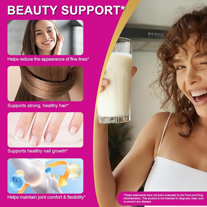 Multi Collagen Peptides Powder,Type I, II, III, V, X,with Biotin,Vitamin C,Hyaluronic Acid,Supports Healthy Joint, Hair, Skin & Nail Support,Grass-Fed, Non-GMO,16oz