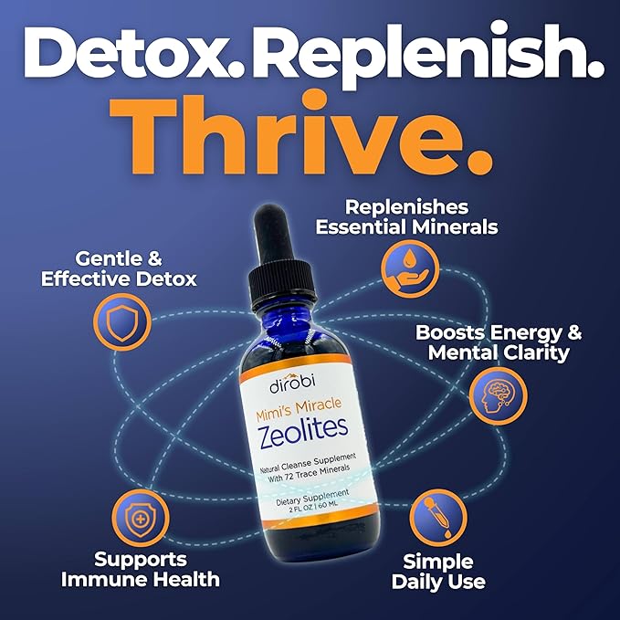 Mimi's Miracle Zeolites: Heavy Metal Detox Zeolite Supplement Drops with 70 Trace Minerals for Adults & Kids - Supports Cell Restoration, Immune & Digestive Tract Health (4 oz Bottle, 60 Day Supply)