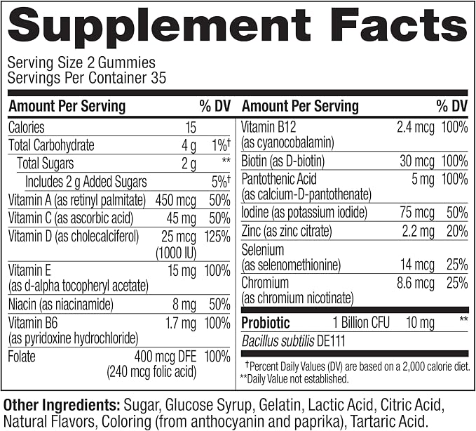 OLLY Multi + Probiotic Adult Multivitamin Gummy, Digestive and Immune System Support,* Chewable Supplement, Tropical Flavored, 35 Day Supply - 70 Count