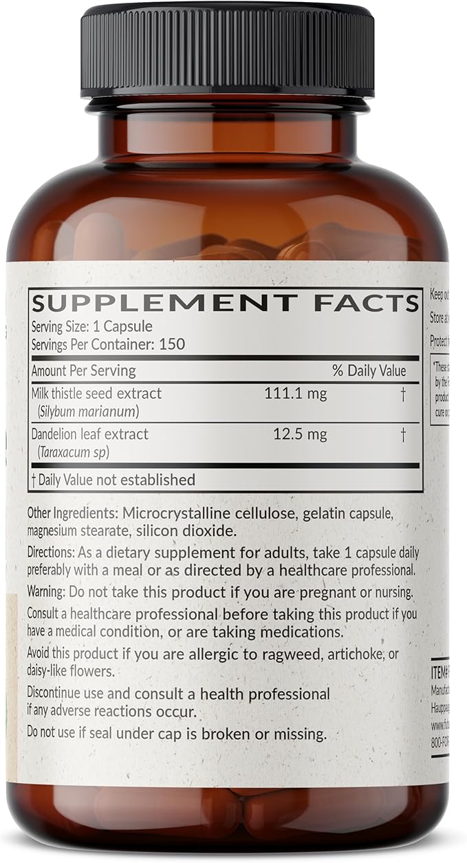 Futurebiotics Milk Thistle Silymarin Marianum & Dandelion Extract Liver Health Support, Antioxidant Support, Detox, 150 Capsules