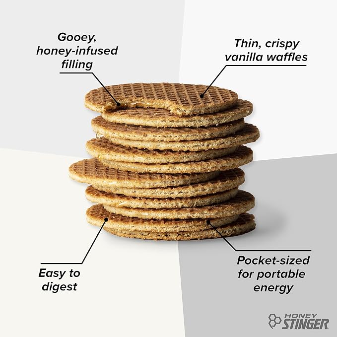 Honey Stinger Organic Vanilla Waffle,Energy Stroopwafel for Exercise,Endurance and Performance,Sports Nutrition for Home & Gym,Pre and Post Workout,Box of 16 Waffles,16.96 Ounce,(Pack of 2)
