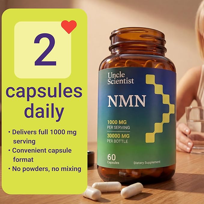 Nicotinamide Mononucleotide NMN 1000 mg - High Strength Formula - Adult Daily Supplement (60 Capsules, 30 Servings)